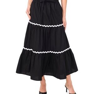 CeCe Black and White Tiered Maxi Skirt Resort Wear